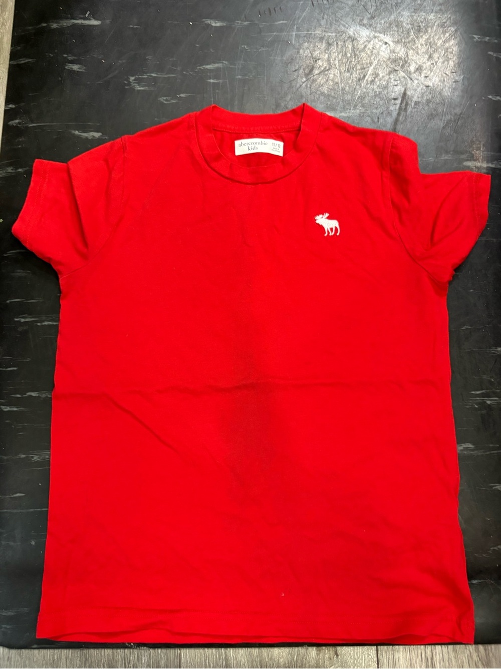 abercrombie kids Red T-Shirt with White Moose Patch
